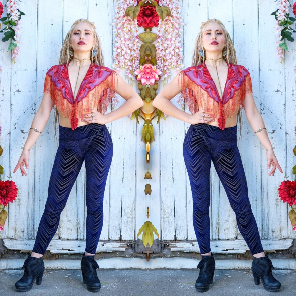Navy Velvet Legging - Warrior Within Des